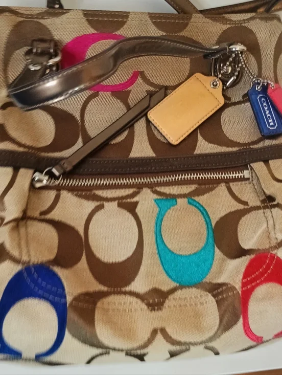 Y2K 90S VINTAGE COACH POPPYWomen’s Multicolor Logo-Pattern Shoulder Bag - Picture 3 of 8